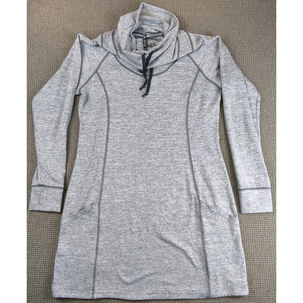 Kuhl Lea Dress Women's Cowl Neck Pockets Thumb Holes Large Hiking Gorpcore Gray